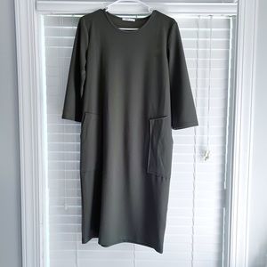 Zara Midi Knit Olive Green Dress Medium